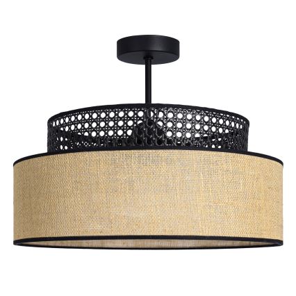 Lámpara de techo BOHO 1xE27/60W/230V diá. 40 cm negro/ratán