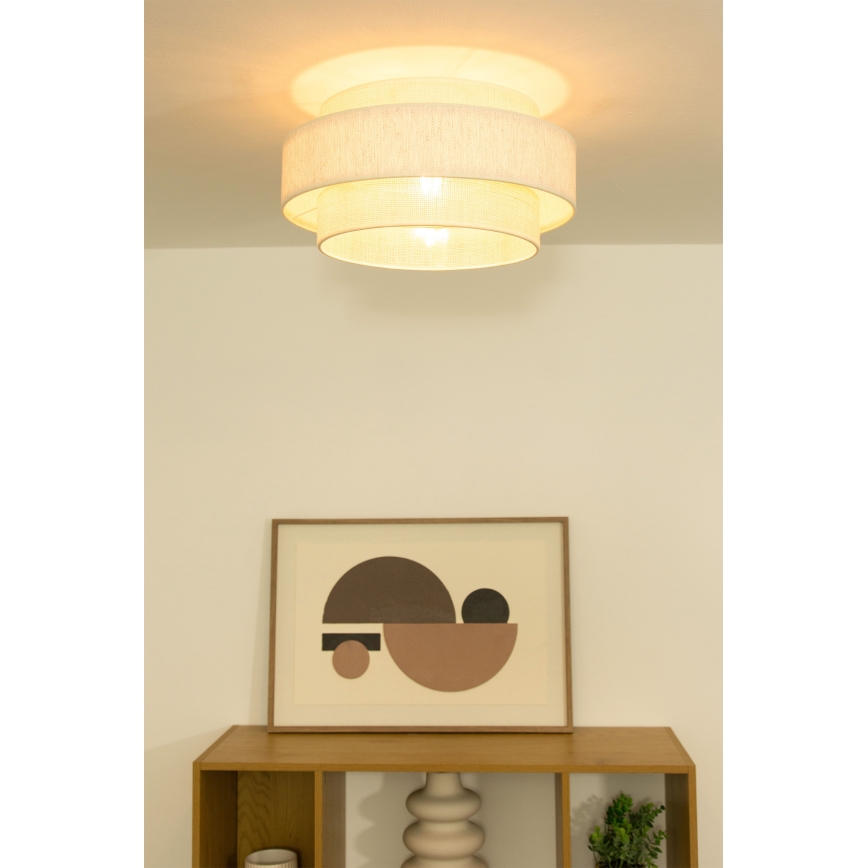 Lámpara de techo BOHO 1xE27/60W/230V Ø 40 cm crema/yute