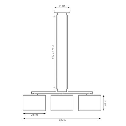 Lámpara de techo con cable LUX 3xE27/15W/230V blanco/dorado