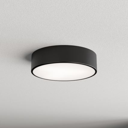 Lámpara de techo CLEO con sensor de movimiento y crepuscular, 2xE27/24W/230V, Ø 30 cm, negra