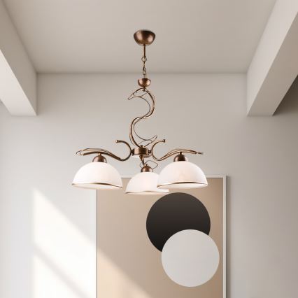 Lámpara de techo con varilla COBRA 3xE27/60W/230V bronce/pátina