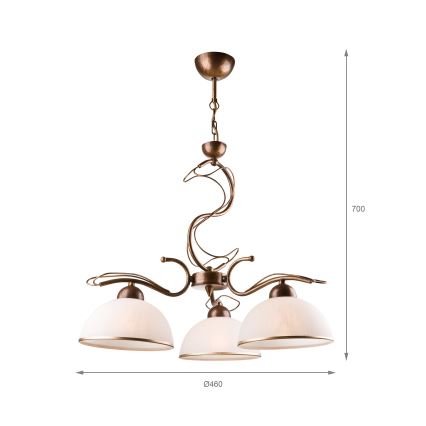 Lámpara de techo con varilla COBRA 3xE27/60W/230V bronce/pátina