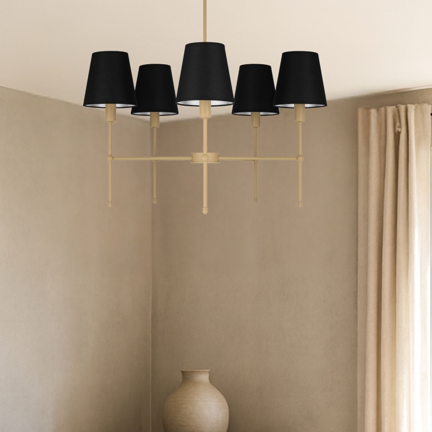 Lámpara de techo con varilla MADELA 5xE14/40W/230V negro/beige