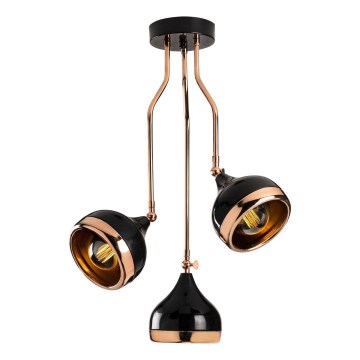 Lámpara de techo con varilla YILDO 3xE27/40W/230V negra/cobre