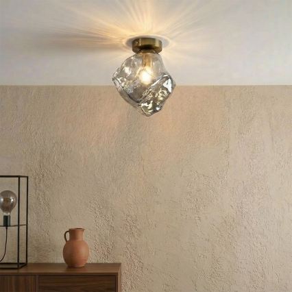Lámpara de techo CRISTAL 1xE14/15W/230V latón/negro ahumado