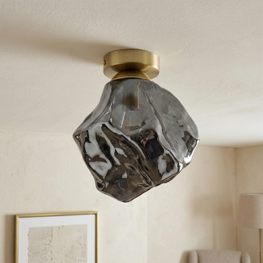 Lámpara de techo CRISTAL 1xE14/15W/230V latón/negro ahumado