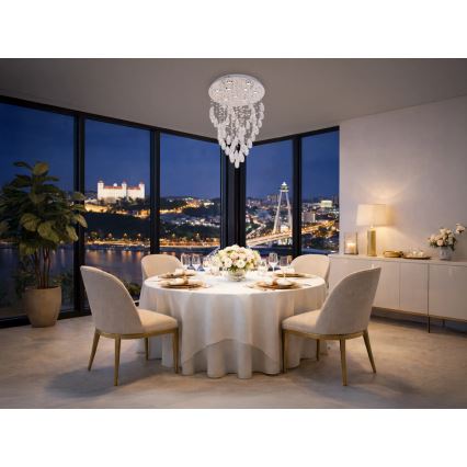 Lámpara de techo LED de cristal MAJURO LED/30W/230V Ø 45 cm, cromo brillante + mando a distancia