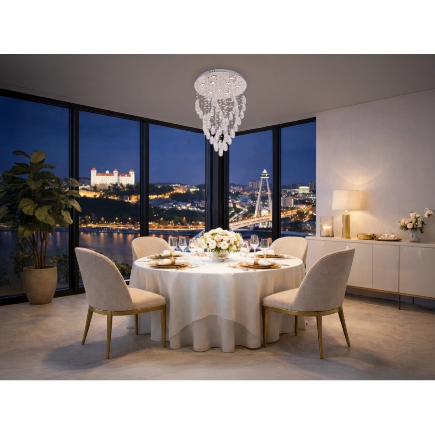 Lámpara de techo LED de cristal MAJURO LED/30W/230V Ø 45 cm, cromo brillante + mando a distancia