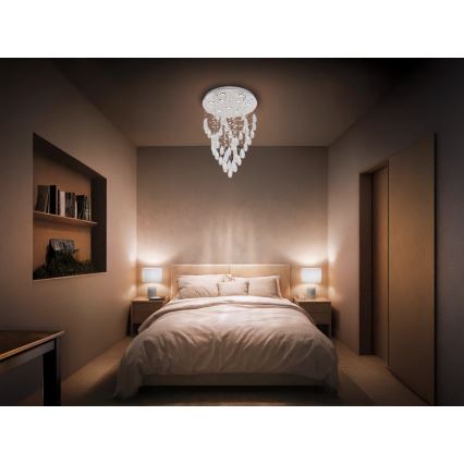 Lámpara de techo LED de cristal MAJURO LED/30W/230V Ø 45 cm, cromo brillante + mando a distancia
