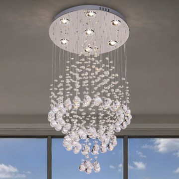 Lámpara de techo de cristal LED NAURU LED/24W/230V diámetro 40 cm cromo brillante + mando a distancia