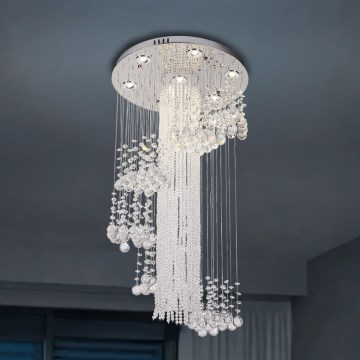 Lámpara de techo de cristal LED NAURU LED/24W/230V Ø 45 cm cromo brillante + mando a distancia