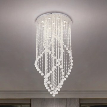 Lámpara de techo de cristal LED NAURU LED/30W/230V Ø 60 cm cromo pulido + mando a distancia