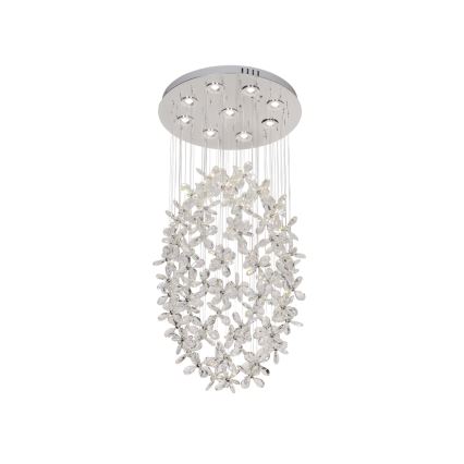 Lámpara de techo de cristal LED SAMOA, 30 W, 230 V, Ø 40 cm, cromo brillante, con mando a distancia