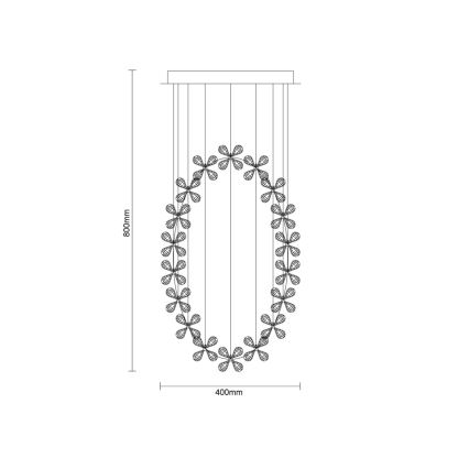 Lámpara de techo de cristal LED SAMOA, 30 W, 230 V, Ø 40 cm, cromo brillante, con mando a distancia