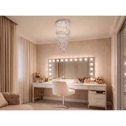 Lámpara de techo de cristal LED SAMOA LED/30W/230V Ø 40 cm cromo brillante + mando a distancia