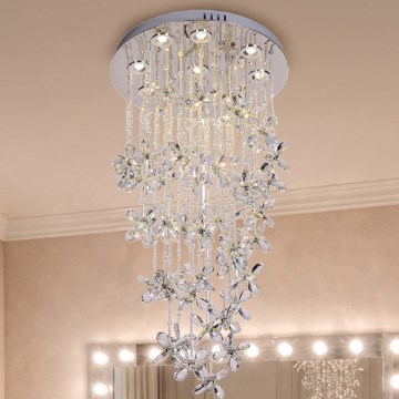 Lámpara de techo de cristal LED SAMOA LED/30W/230V Ø 40 cm cromo brillante + mando a distancia