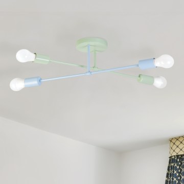 Lámpara de techo de montaje en superficie CAMBRIDGE 4xE27/15W/230V verde/azul