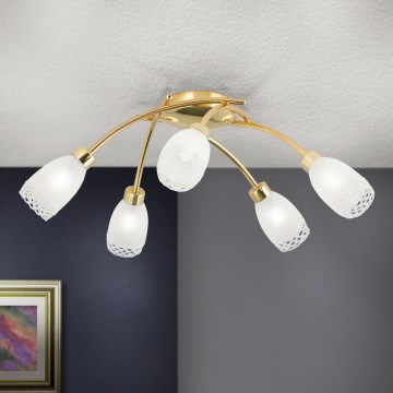 Lámpara de techo de montaje en superficie CARLA 5xG9/28W/230V dorada