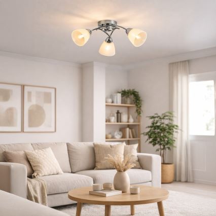 Lámpara de techo de montaje en superficie CLARA 3xE27/15W/230V cromado brillante