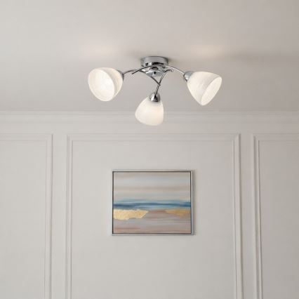 Lámpara de techo de montaje en superficie CLARA 3xE27/15W/230V cromado brillante