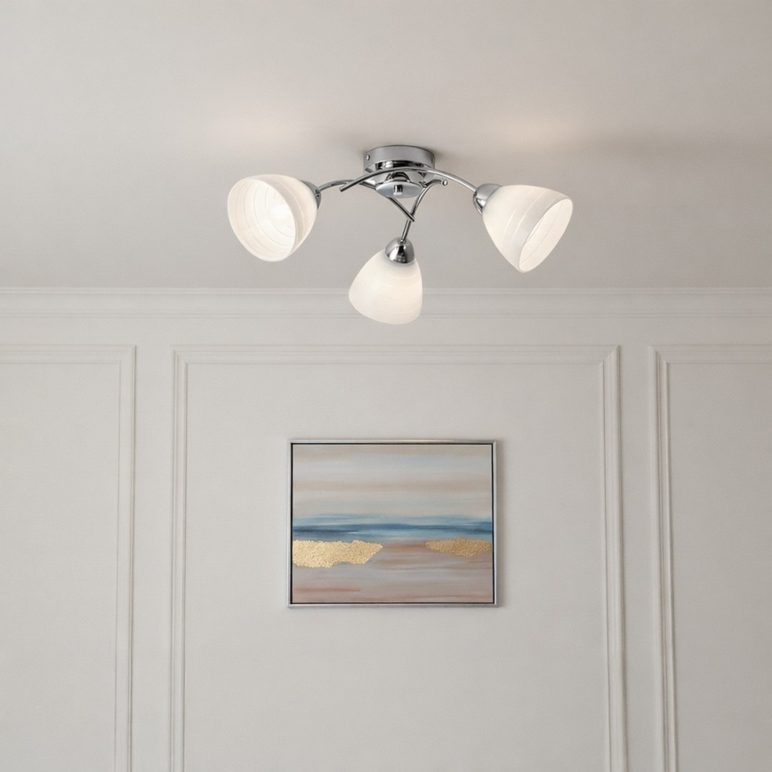 Lámpara de techo de montaje en superficie CLARA 3xE27/15W/230V cromado brillante