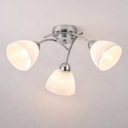 Lámpara de techo de montaje en superficie CLARA 3xE27/15W/230V cromado brillante