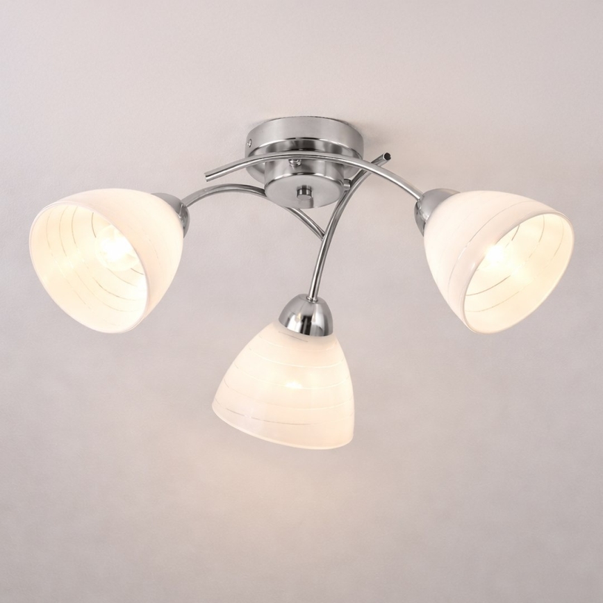 Lámpara de techo de montaje en superficie CLARA 3xE27/15W/230V cromado brillante