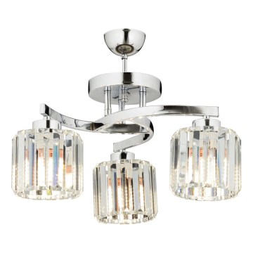 Lámpara de techo de montaje en superficie CRYSTALLINE 3xE27/40W/230V acabado en cromo brillante