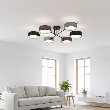 Lámpara de techo de montaje en superficie MAGA 6xE14/10W/230V negra/marrón/gris