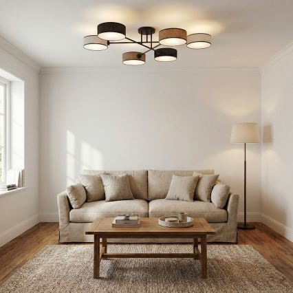 Lámpara de techo de montaje en superficie MAGA 6xE14/10W/230V negra/marrón/gris