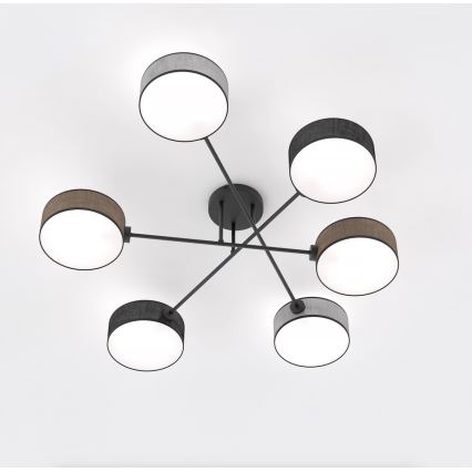 Lámpara de techo de montaje en superficie MAGA 6xE14/10W/230V negra/marrón/gris