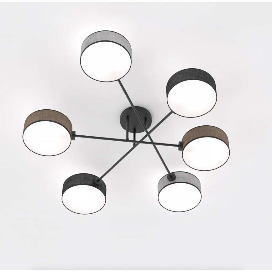 Lámpara de techo de montaje en superficie MAGA 6xE14/10W/230V negra/marrón/gris