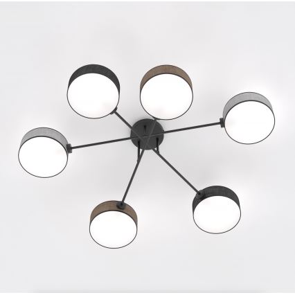 Lámpara de techo de montaje en superficie MAGA 6xE14/10W/230V negra/marrón/gris