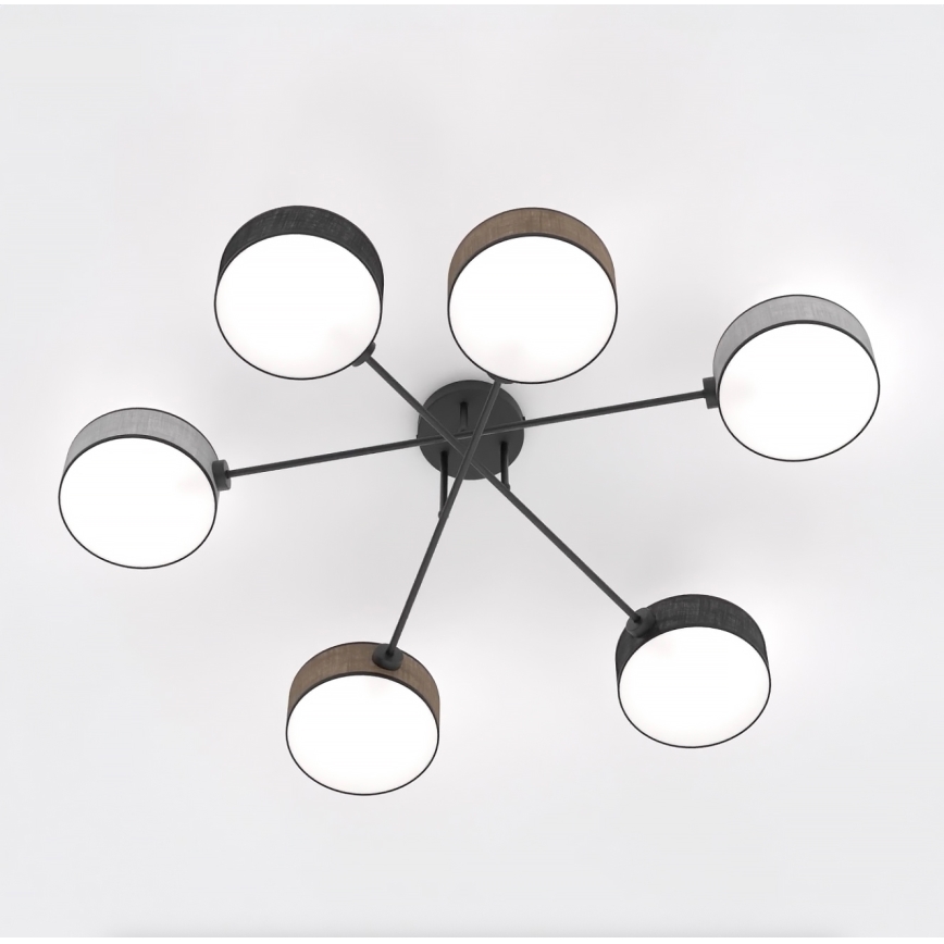 Lámpara de techo de montaje en superficie MAGA 6xE14/10W/230V negra/marrón/gris