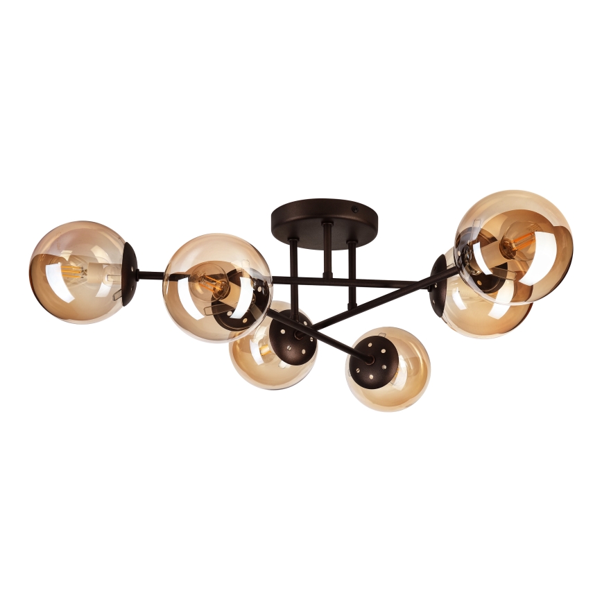 Lámpara de techo de montaje en superficie MALENA 6xE14/5W/230V marrón/beige ahumado