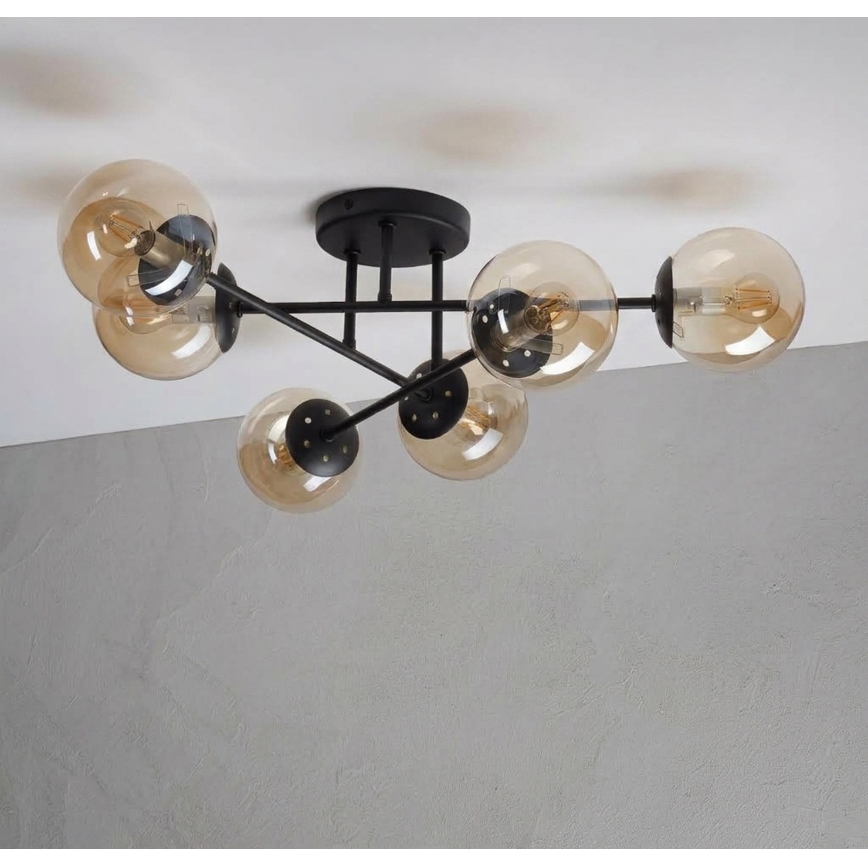Lámpara de techo de montaje en superficie MALENA 6xE14/5W/230V marrón/beige ahumado