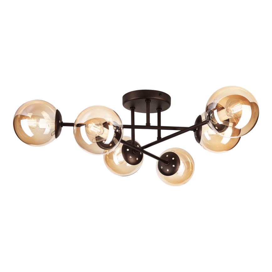 Lámpara de techo de montaje en superficie MALENA 6xE14/5W/230V marrón/beige ahumado