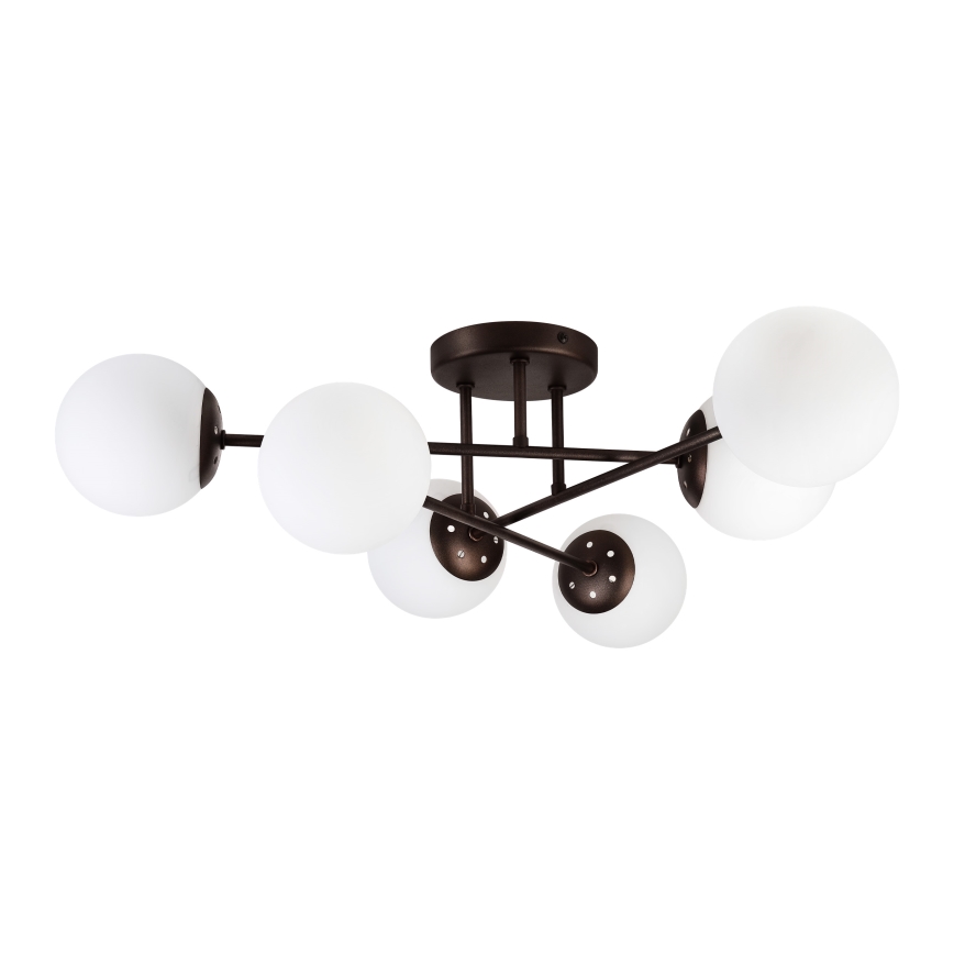 Lámpara de techo de montaje en superficie MALENA 6xE14/5W/230V marrón/blanco