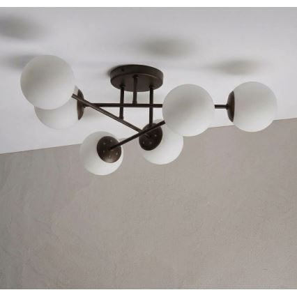 Lámpara de techo de montaje en superficie MALENA 6xE14/5W/230V marrón/blanco