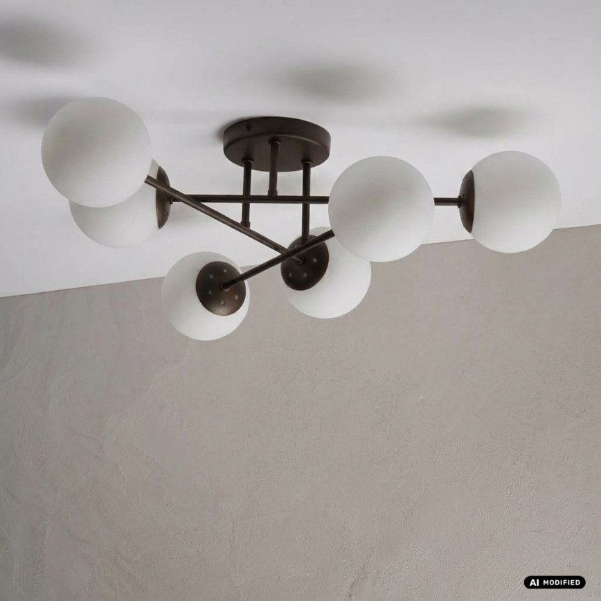 Lámpara de techo de montaje en superficie MALENA 6xE14/5W/230V marrón/blanco