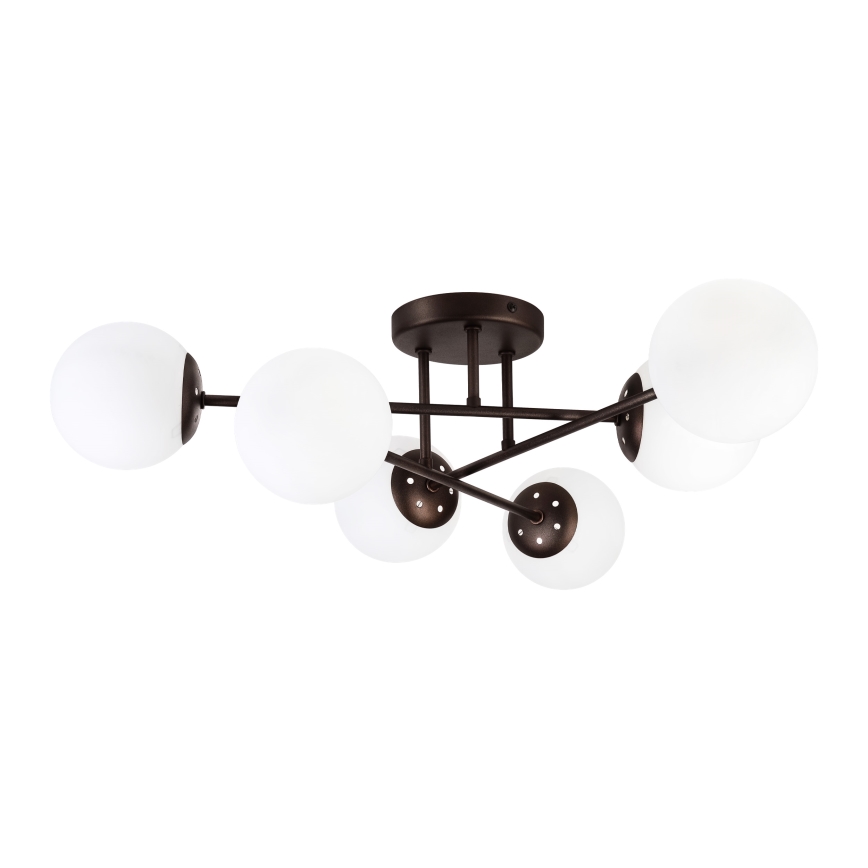 Lámpara de techo de montaje en superficie MALENA 6xE14/5W/230V marrón/blanco