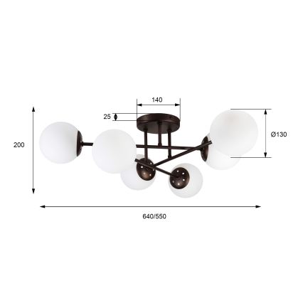 Lámpara de techo de montaje en superficie MALENA 6xE14/5W/230V marrón/blanco