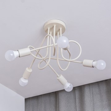 Lámpara de techo de montaje en superficie OXFORD 5xE27/15W/230V color crema