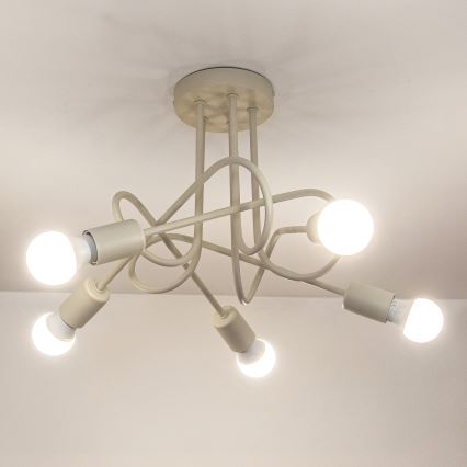 Lámpara de techo de montaje en superficie OXFORD 5xE27/15W/230V color crema