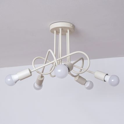 Lámpara de techo de montaje en superficie OXFORD 5xE27/15W/230V color crema