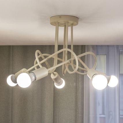 Lámpara de techo de montaje en superficie OXFORD 5xE27/15W/230V color crema