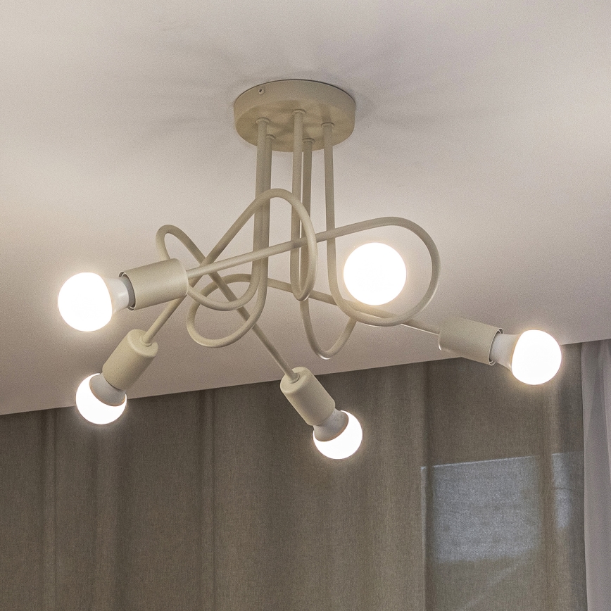 Lámpara de techo de montaje en superficie OXFORD 5xE27/15W/230V color crema