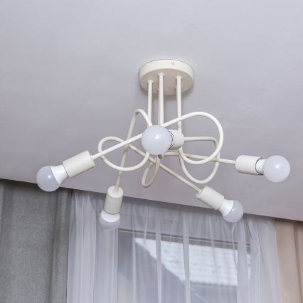 Lámpara de techo de montaje en superficie OXFORD 5xE27/15W/230V color crema