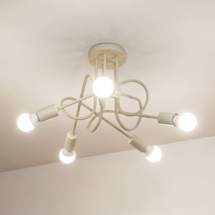 Lámpara de techo de montaje en superficie OXFORD 5xE27/15W/230V color crema