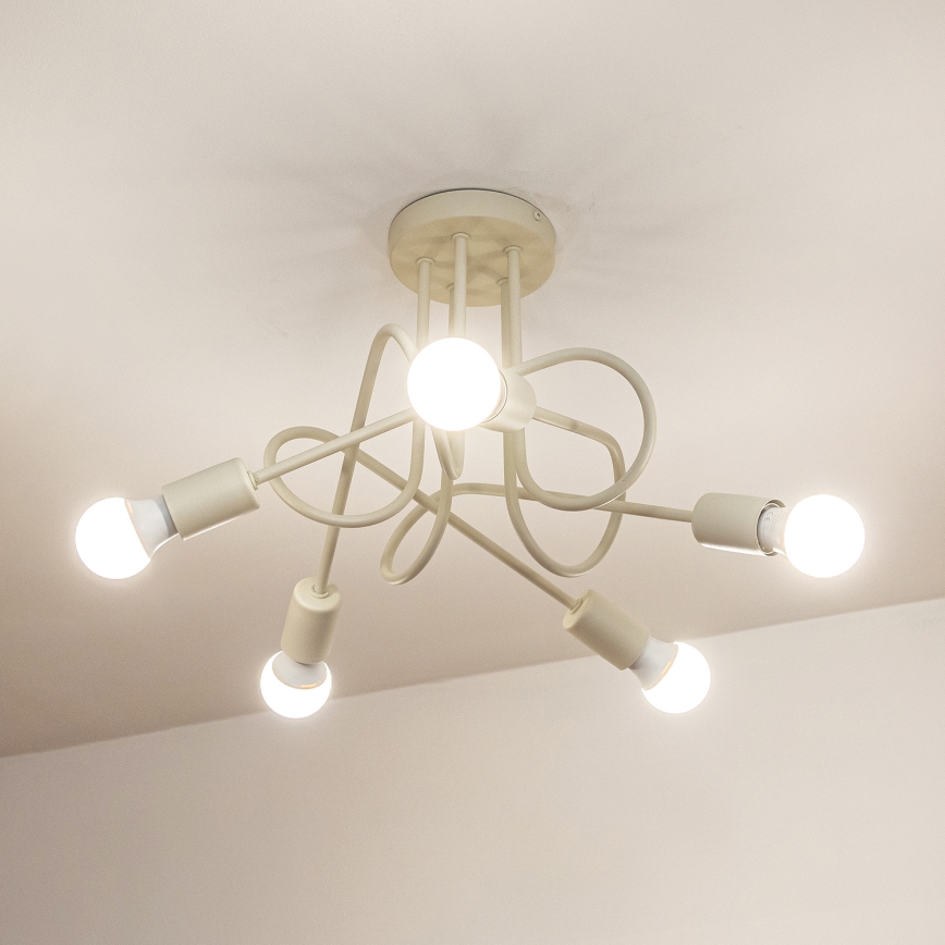 Lámpara de techo de montaje en superficie OXFORD 5xE27/15W/230V color crema